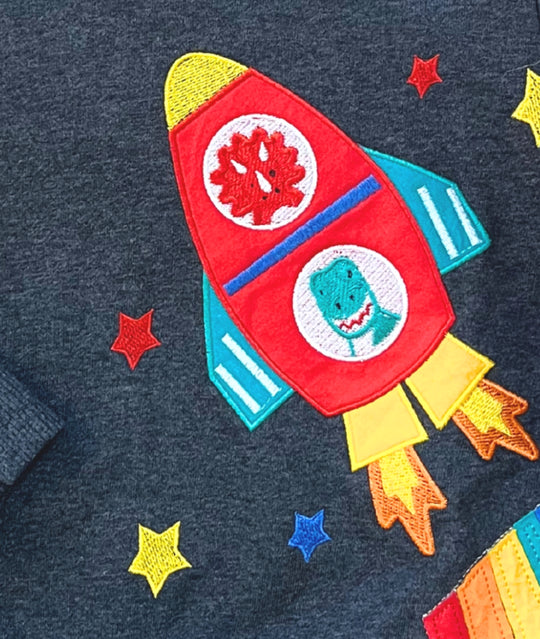 Raketen-Sweatshirt mit Dinos