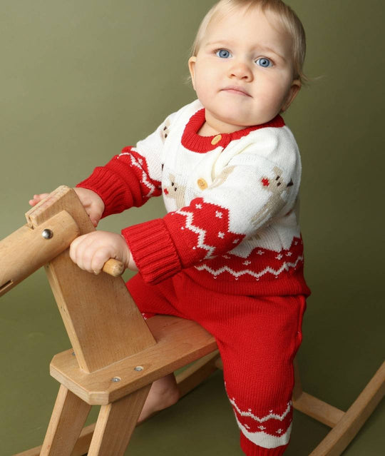 Strickoverall mit Rentieren