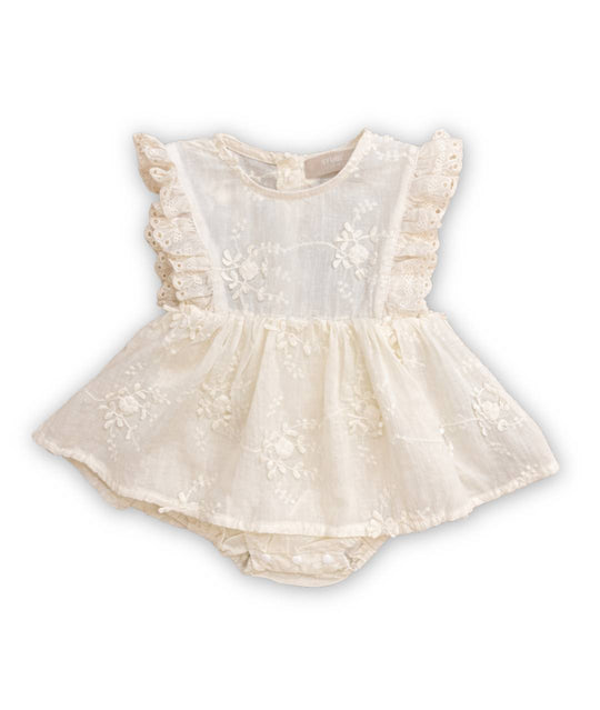 Baby Bodykleid mit Blumenstickerein