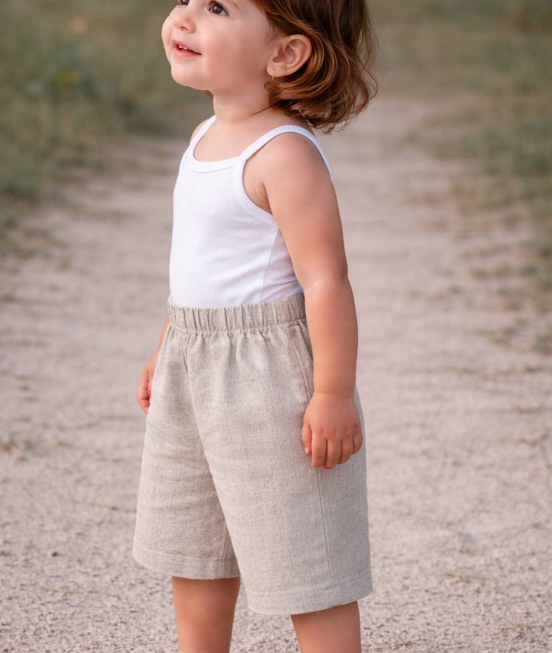 Oversize Baby- und Kinderhose Leinen-Optik