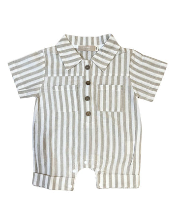 Gestreifter Kinder Overall Beige/Weiss