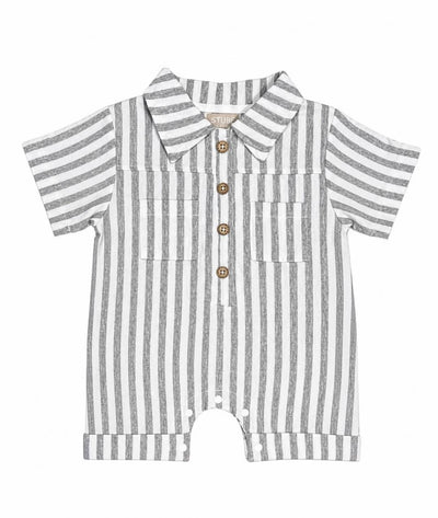 Gestreifter Kinder Overall Grau/Weiss
