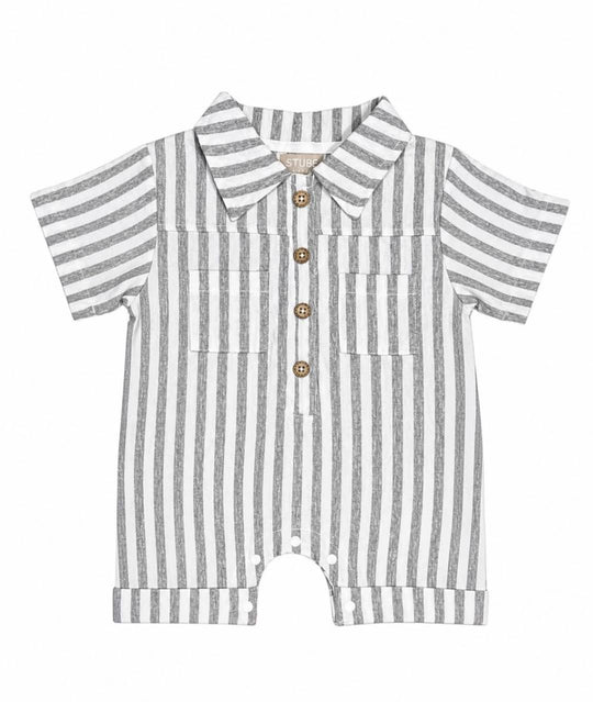Gestreifter Kinder Overall Grau/Weiss