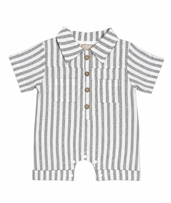Gestreifter Kinder Overall Grau/Weiss