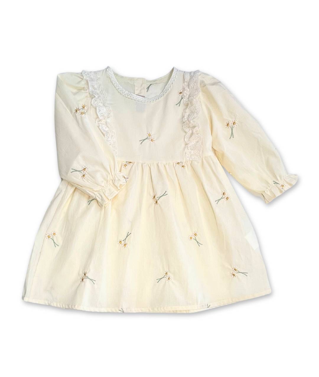 Weisses Blumenstick Mädchenkleid