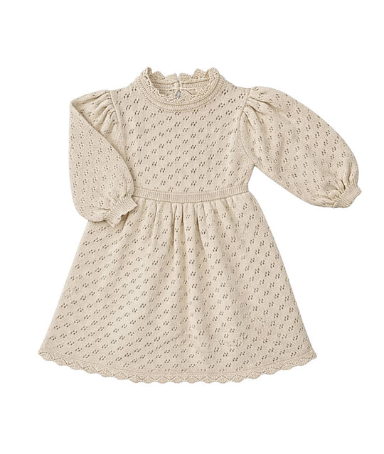 Beiges Mädchen Strickkleid im BOHO Stil