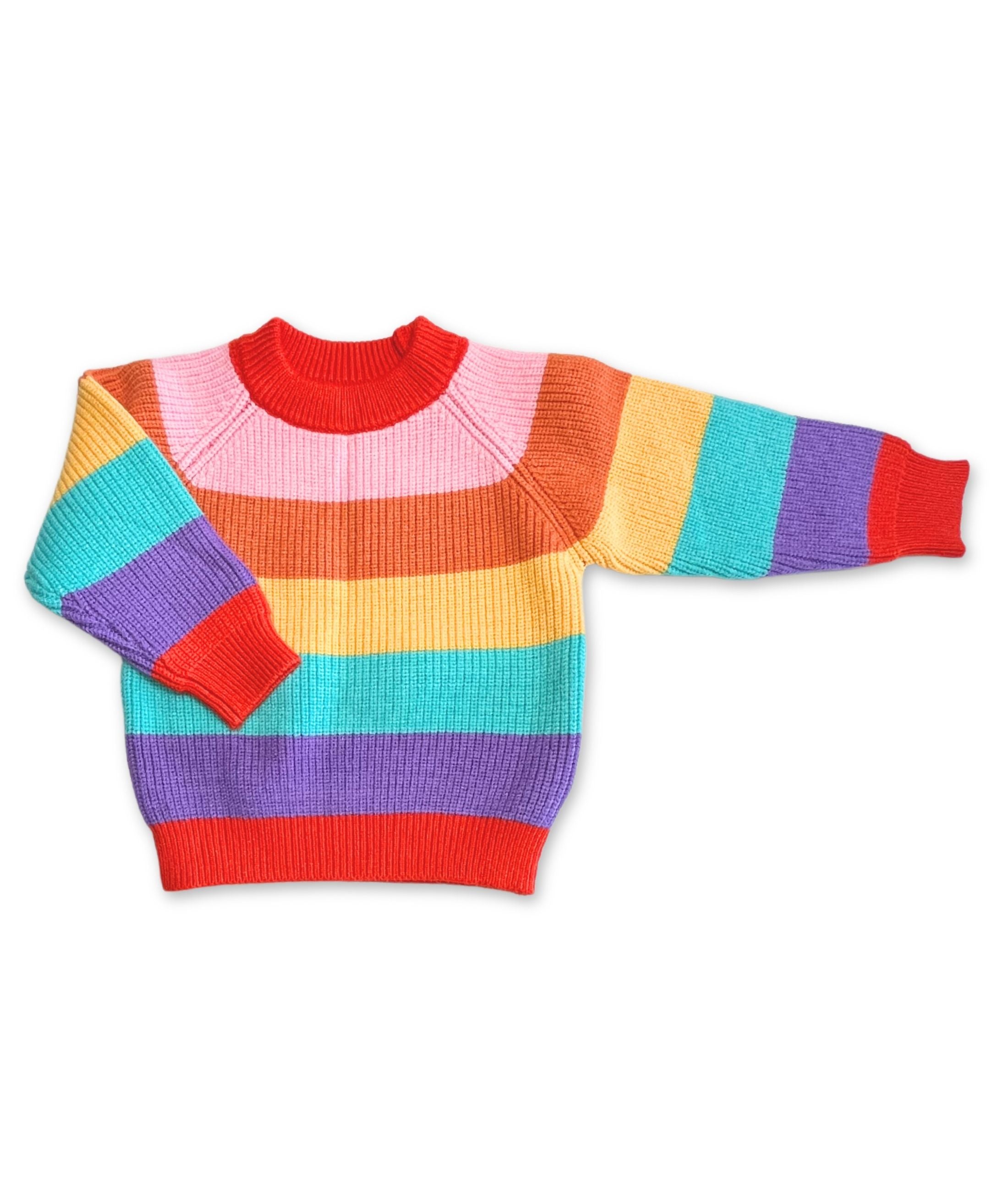Mehrfarbig gestreifter Kinder Strickpullover