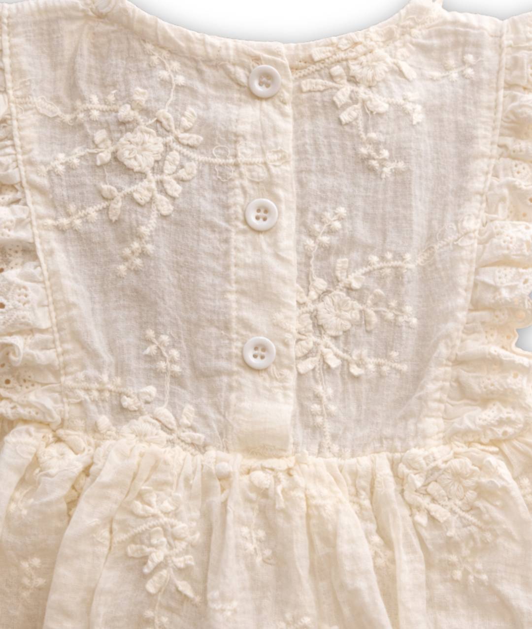 Rückenansicht festliches Babykleid mit Spitzen
