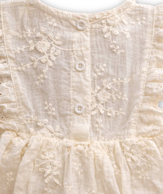 Rückenansicht festliches Babykleid mit Spitzen