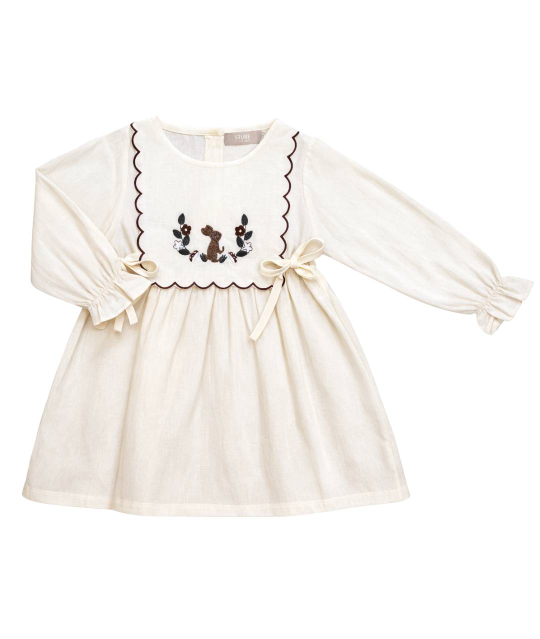 Festliches Mädchenkleid mit Hasenstickerei