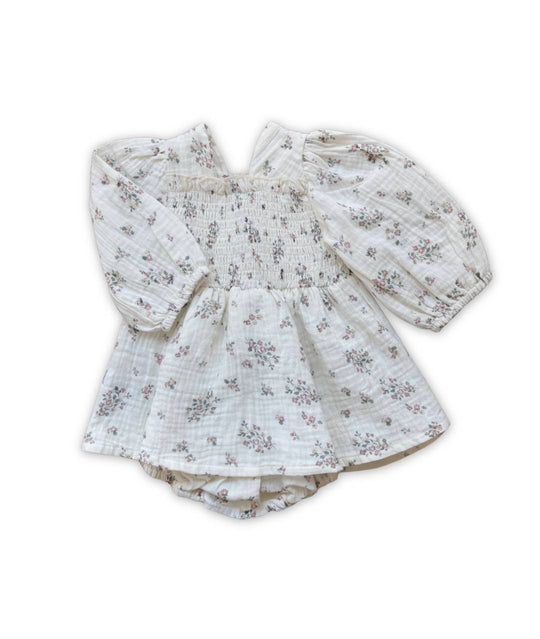 Festliches Babykleid aus bedrucktem Musselinstoff
