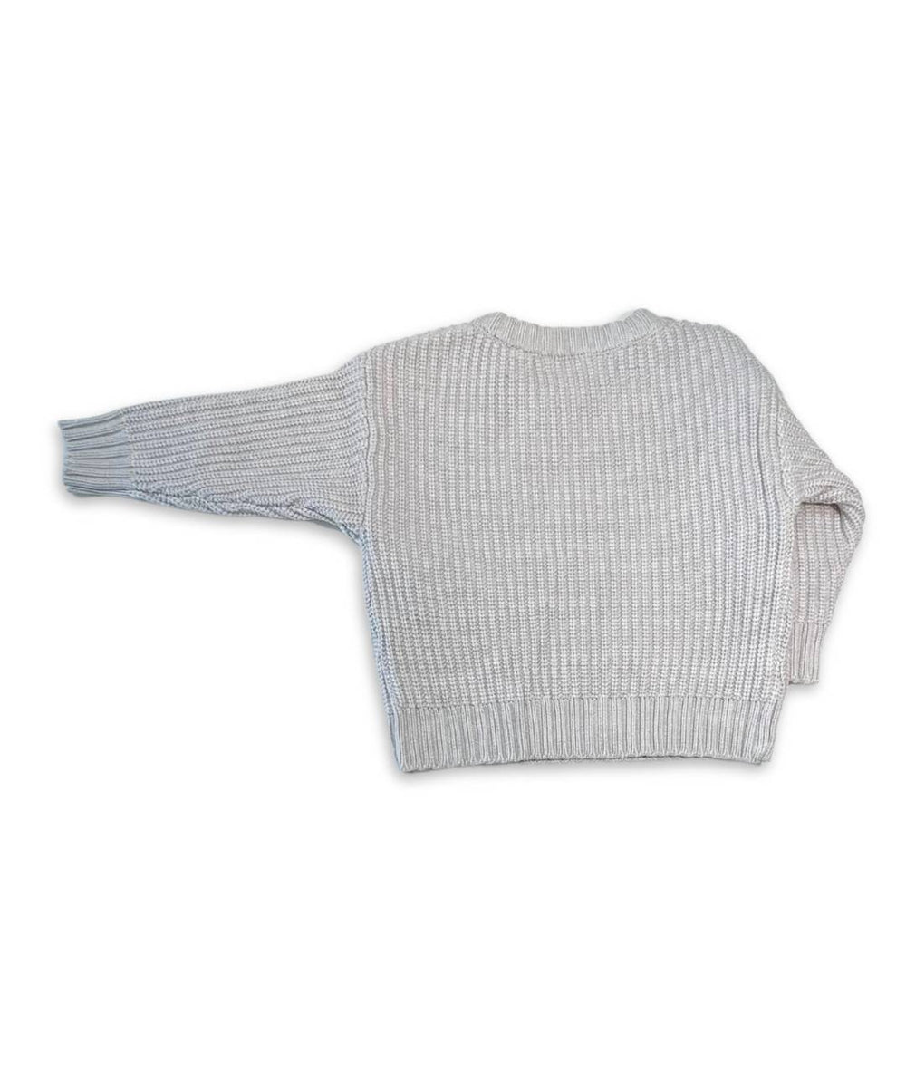 Grauer Kinder Strickpullover Rückenansicht