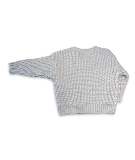 Grauer Kinder Strickpullover Rückenansicht