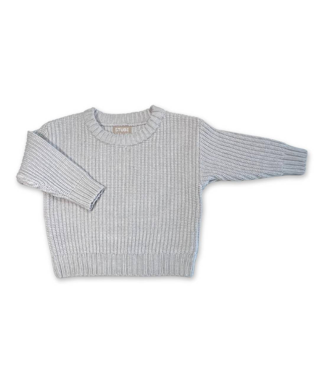 Grauer Kinder Strickpullover Vorderansicht