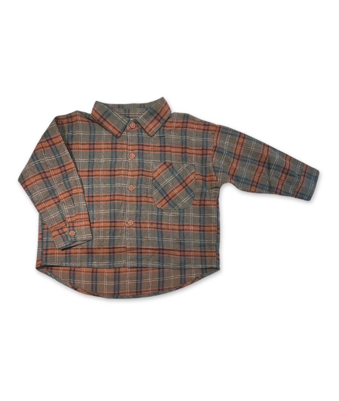 Dunkelgrünes Karohemd für Kinder 
