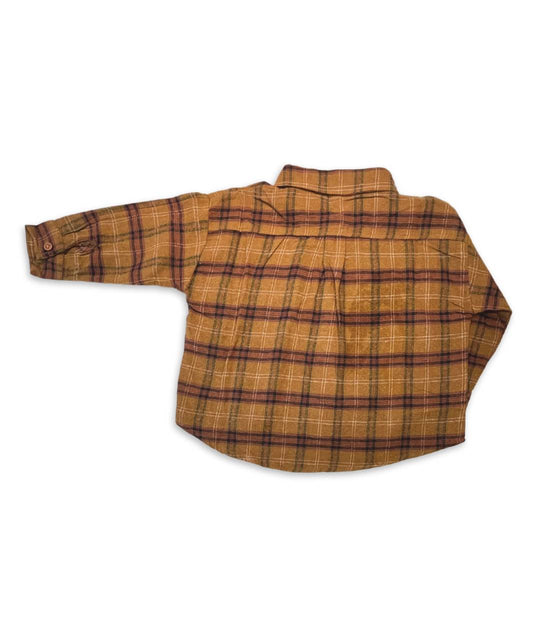 Hellbraunes Karohemd für Kinder Rückenansicht