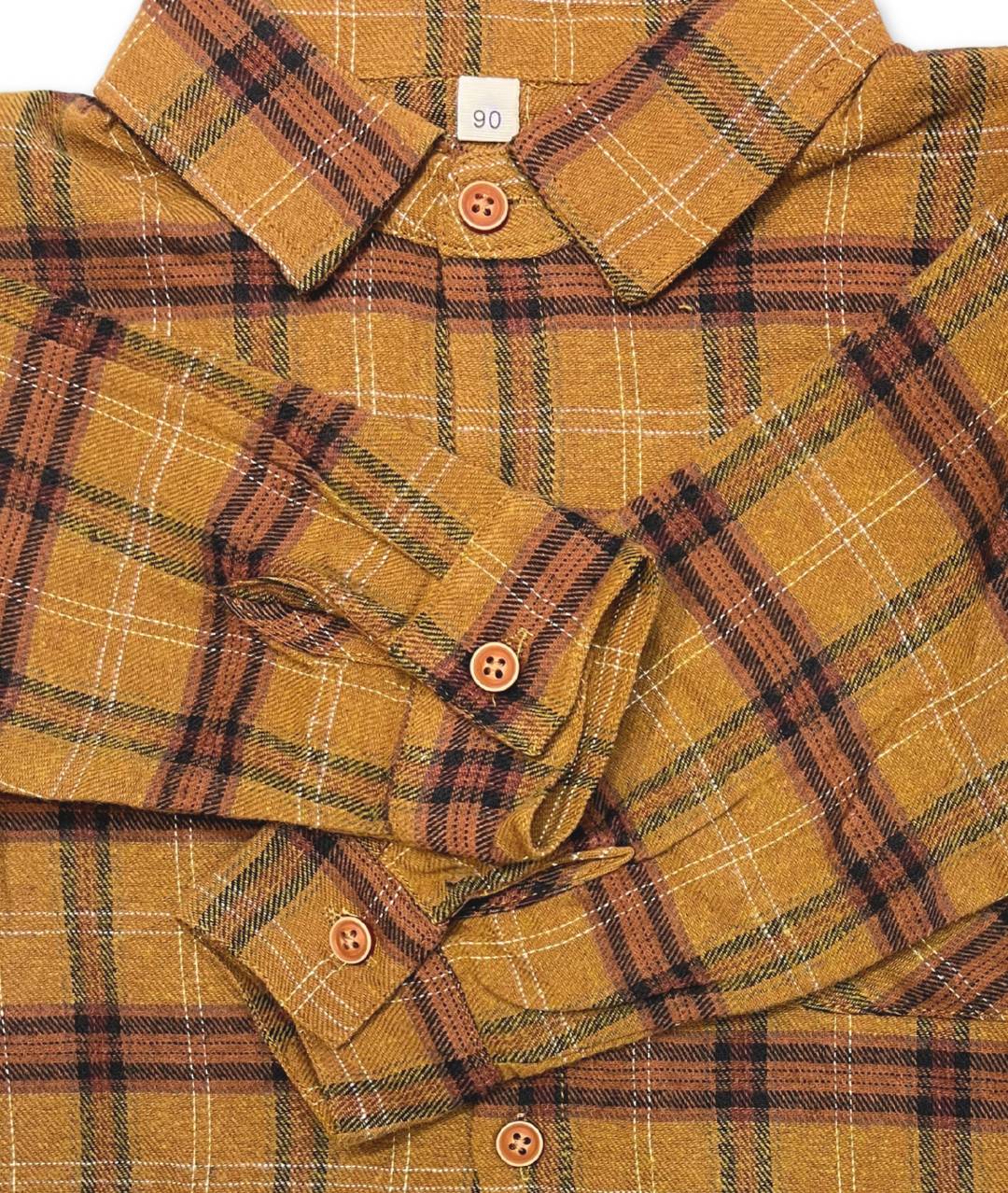 Hellbraunes Kinder Karohemd Detailansicht