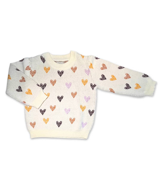 Strickpullover für Kinder mit dezent farbigen Herzchen