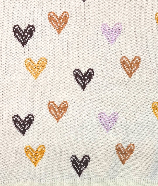 Kinder Strickpullover mit farbigen Herzen Detailansicht