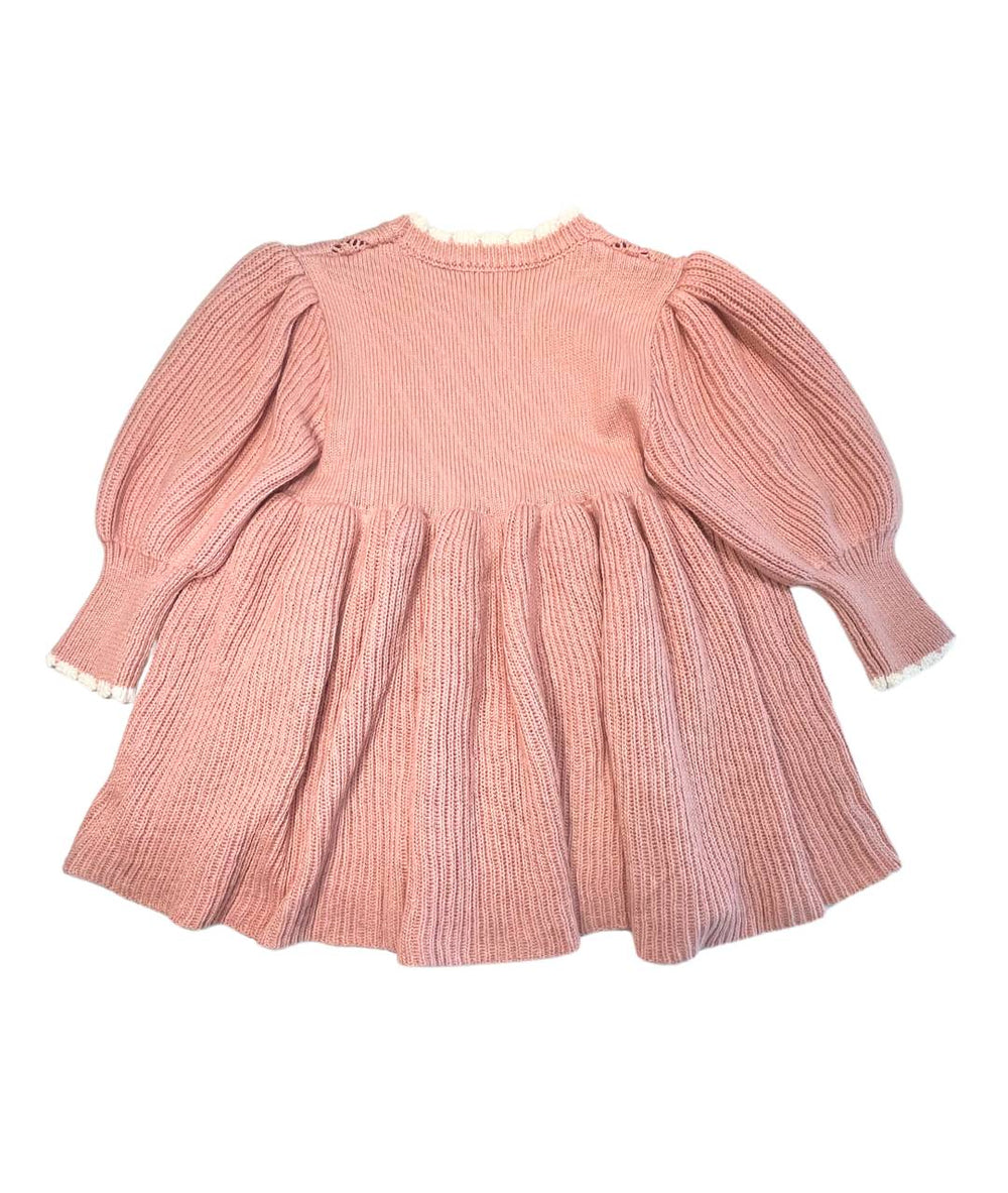 Rückenansicht rosa Mädchenstrickkleid