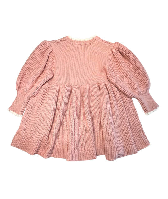 Rückenansicht rosa Mädchenstrickkleid