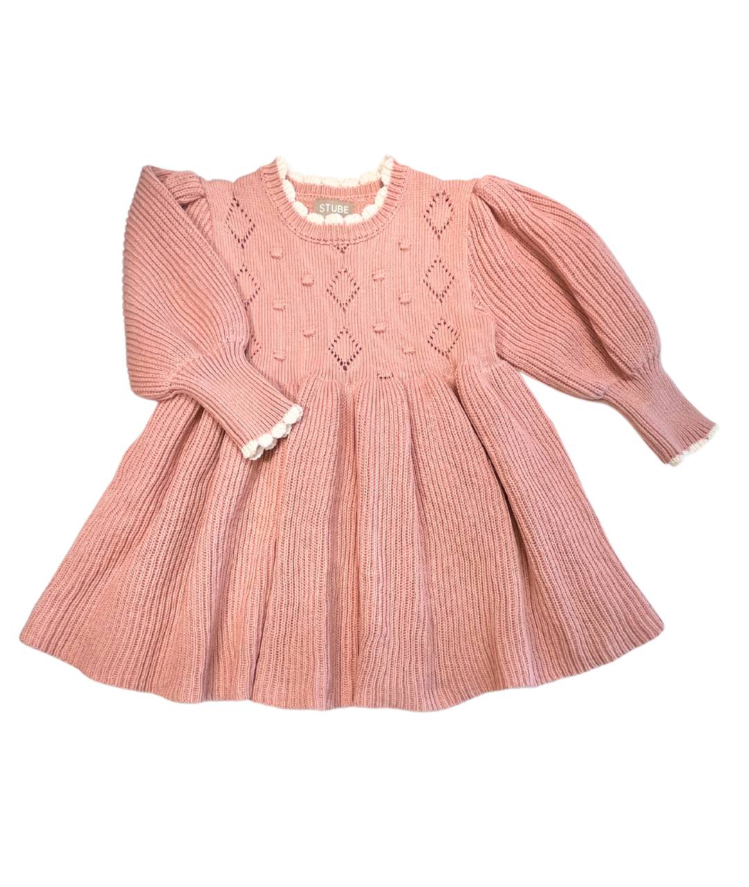 Mädchen Strickkleid rosa